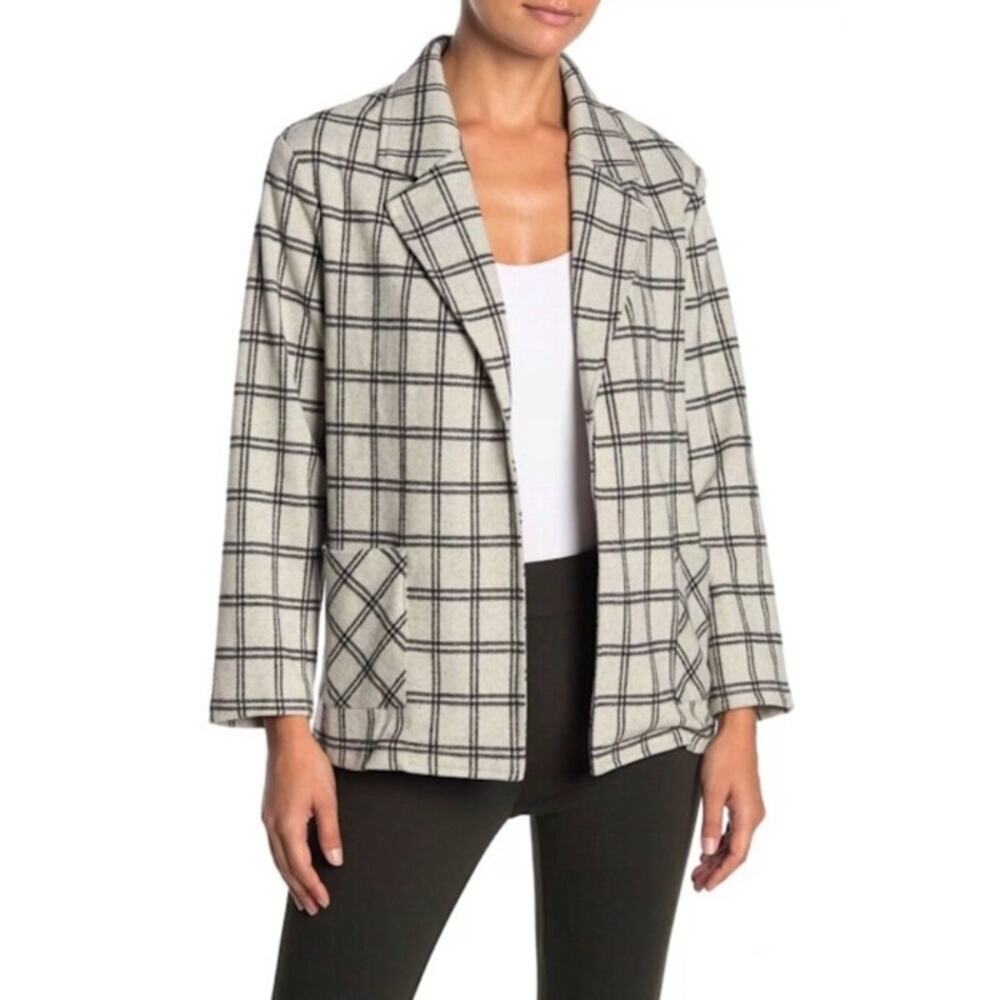 Everleigh Soft Knit Plaid Printed Blazer Jacket Size S Academia Business Preppy